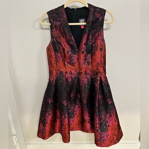 Vince Camuto Black and Red Fit and Flare Midi Dress